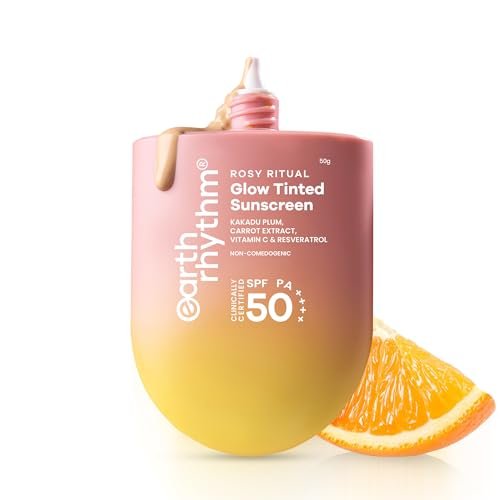 Earth Rhythm Rosy Ritual Glow Tinted Sunscreen SPF 50 PA++++ with Vitamin C, No Oxybenzone (50gm) – Vanilla