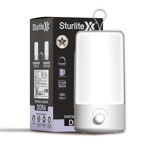 Sturlite Dora 22W LED Portable Lantern| 1800mAh Rechargeable Li-ion Battery| Upto 30Hrs Long Battery Back Up| Knob for Brightness Adjustment| LED Lamp with Type- C Charging Cable – (Pack of 1)
