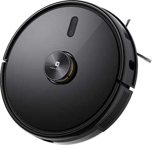 realme Techlife Robot 2 In 1 Vaccum Cleaner With Mopping, 3000 Pa Powerful Suction, 5200 Mah Battery, 300+ Minutes With Advanced Lidar Navigation Technology , Compatible With: Wifi/APP/Alexa, Black
