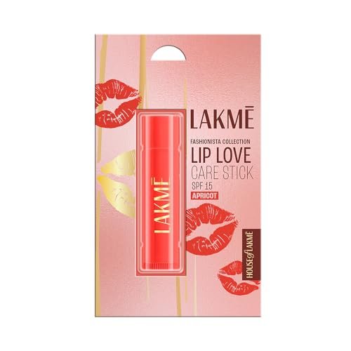 Lakme Lip Love Care Stick Apricot, with 10% Vitamin E Complex, nourished with Shea & Cocoa Butter and enriched with Almond & Jojoba Oil for 24hr moisturization in just 1 swipe, with SPF 15, 4.5g
