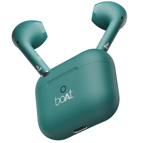 Boat Airdopes Joy, 35Hrs Battery, Fast Charge, IWP Tech, Low Latency, 2Mic ENx, Type-C Port, v5.3 Bluetooth Earbuds, TWS Ear Buds Wireless Earphones with mic(Dark Cyan)