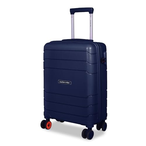 Nasher Miles Lisbon Hard-Sided Polypropylene Cabin Luggage 20 inch | 55cm | 8 Wheels Small Trolley Bag for Travel | Suitcase (Blue)