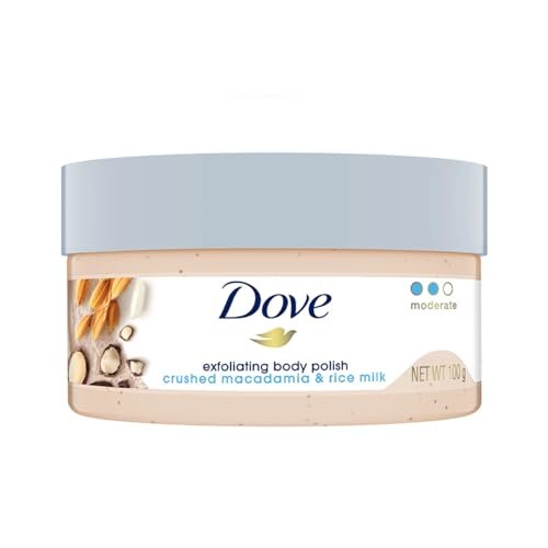 Dove Body Polish for Skin Exfoliation & Nourishment with Crushed Macadamia & Rice Milk | For Radiant & Soft Skin | Sulphate Free | 100g