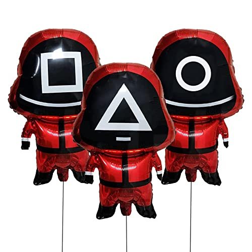 Atpata Funky Plastic Game of Squids Birthday Party Decorations (Squid 3Pcs),Red
