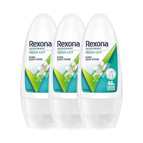 Rexona Fresh Lily Underarm Roll-On Deodorant for Women | Even Skin Tone | 48H Odour Protection | 50ML (Combo of 3)