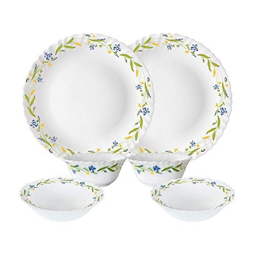 Larah by Borosil Cripper Opalware Dinner Set, 6 -Piece, White