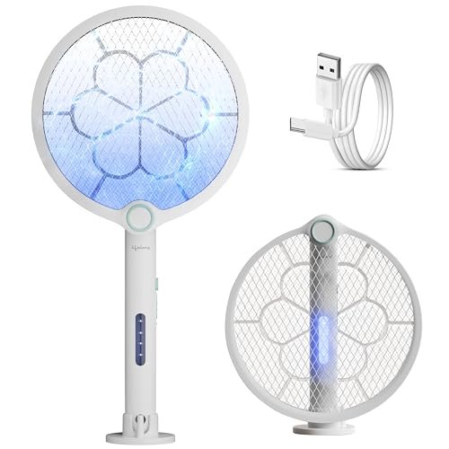 Lifelong 3-in-1 Foldable Electric Mosquito Racket | Mosquito Killer Racket | Fly Swatter | Stand & Hang Design | Mosquito Trap & UV Light | Rechargeable 1200mAh Battery | Type-C Charging