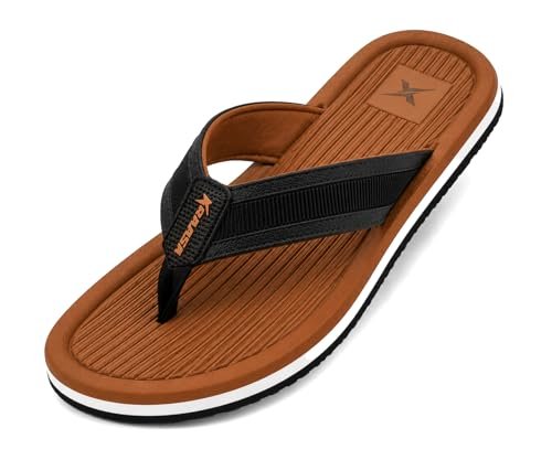 Kraasa DailyStep Men’s Diabetic Footwear | Doctor Inspired | Wide Toe Box | Orthopedic Flip Flop | Pressure-Relief Cushion | Anti-Skid Waterproof EVA Slipper for Men Tan UK 8