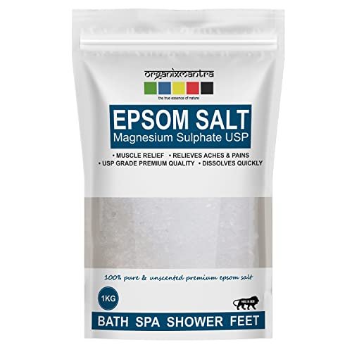 Organix Mantra Epsom Bath Salt Crystal and Bath | For refreshing bath soak, relieves aches & pain – 1KG