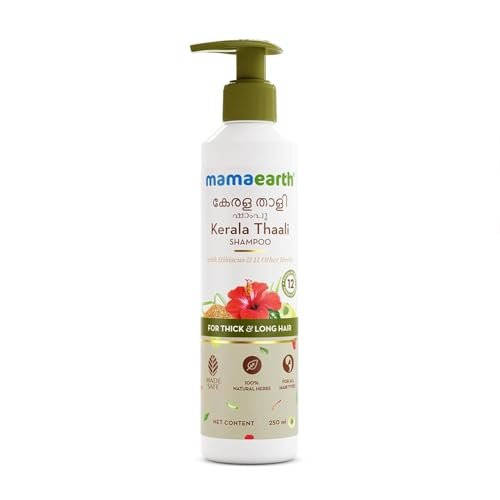 Mamaearth Kerala Thaali Shampoo with Hibiscus, Shikakai, Amla, Flax Seeds for Thick & Long Hair – 250 ml| Ready To Use Thali | Gently Cleanses | Adds Shine | 12 Potent Herbs | 100% Natural Herbs