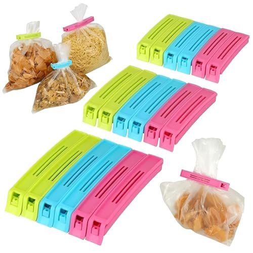 SHITHI Food Bag Sealing Clips – Airtight & Reusable Snack Clips for Freshness | Durable Kitchen Storage for Plastic Pouches, Food Packets & Snacks | Multipurpose Seal Clips Set of 18 (3 Sizes)