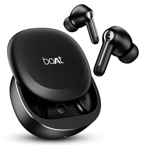 Boat 2025 Launch Airdopes Prime 511, Volume Swipe Control, 50hrs Battery, 4Mics ENx, Multipoint Connection, App Support, Bluetooth Earbuds, TWS Ear Buds Wireless Earphones with mic (Active Black)