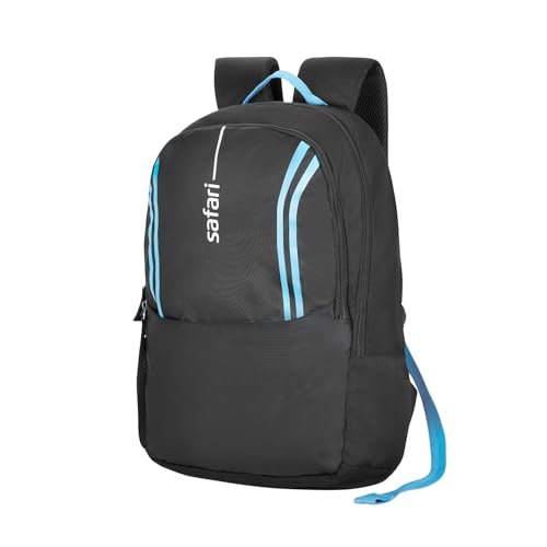 Safari Flash Neo 26L Casual Printed Backpack, 2 compartments, bottle holder, Front pocket, school bag for boys and girls, college, office, travel for men and women, Color- Black