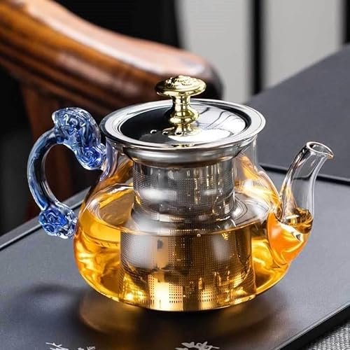 Gipibox® Glass Tea Pot with Stainless Steel Infuser || Large Capacity Transparent Tea Kettle with Lid & Handle || Great for Loose Leaf Tea, Blooming Tea, Tea Bags & Fruit Infused (500ml Tea Pot)