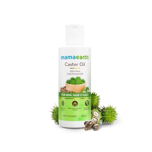 Mamaearth Castor Oil with 100% Pure Cold Pressed Castor Oil For Skin, Hair & Nails – 150 ml | Hydrates & Nourishes Skin | Promotes Hair Growth & Strengthens Hair | Strengthens Nails | Eyebrow & Eyelash Growth