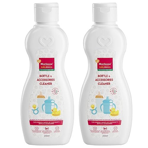 Morisons Baby Dreams Feeding Bottle & Accessory Cleaner | Anti-Bacterial | Safe for Babies | Kills Germs | Leaves no Residue| Made with Natural Ingredients | 250ml Pack of 2