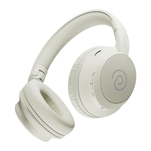 pTron Studio Evo 70hrs Playtime Wireless Over Ear Headphones w/HD Mic, Dual Device Pairing, Low-Latency Game/Movie/Music Modes, Punchy Bass, BT5.3, Voice Assistant & Type-C Fast Charging (Beige)