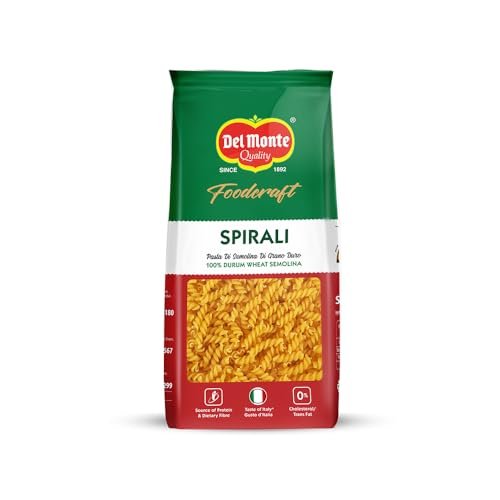 Del Monte Foodcraft Spirali Pasta, Durum Wheat Semolina, 500g| No Maida | Authentic Italian Taste | High Protein & Fibre | Zero Trans Fat