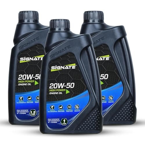Signate 20W50 Street Race Bike Engine Oil 1L, High Performance Engine Oil for Motor Cycle, Maximum Gear Protection & Efficient Performance Bike Oil (Pack of 3)