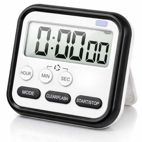 Loud Digital Alarm Clock for Heavy Sleepers, Large Display 24Hr Desk Table Clock with Time & Date, Magnetic Retractable Stand, Compact Study Timer for Students Bedroom Home Office Kitchen