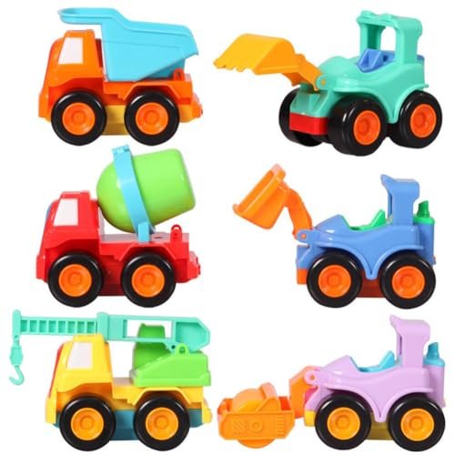 WizToy Construction Toy Cars (3 Month Warranty) for 2,3,4,5 Year Old Boys, Girls Toddlers – Push and Go Construction Truck Toy, Pull Back Vehicles – 6 Pack Gift Set