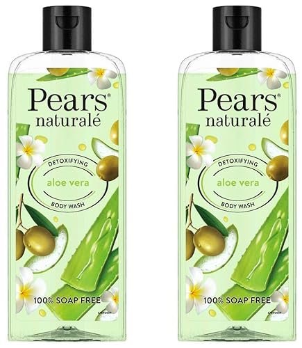 Pears Naturale Detoxifying Aloe Vera Body Wash 250 ml, 100% Natural Ingredients, Liquid Shower Gel with Olive Oil for Glowing Skin – Paraben Free (Pack of 2)