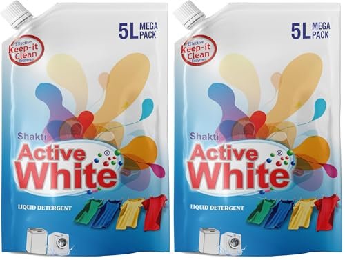 Active White Liquid Detergent – 5L Mega Pack | Lavender Fragrance | Front Load & Top Load Machine Wash & Bucket Wash Expert | Powerful Stain Removal | Gentle on Clothes | Value Family Refill Pack