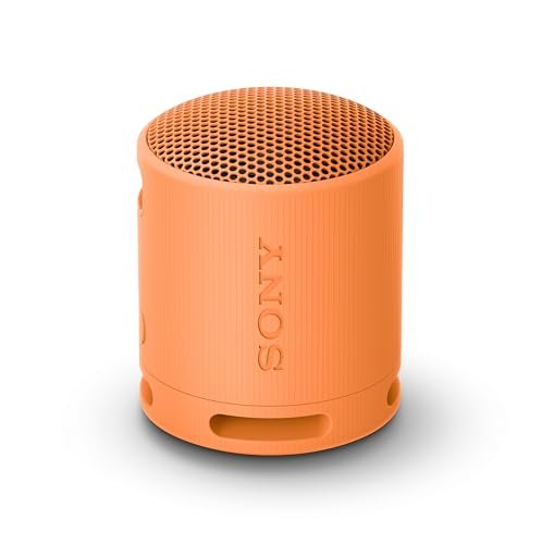 Sony SRS-XB100 Wireless Bluetooth Portable Lightweight Super-Compact Travel Speaker, Extra-Durable IP67 Waterproof & Dustproof, 16 Hrs Batt, Versatile Strap, Extra Bass & Hands-Free Calling-Orange
