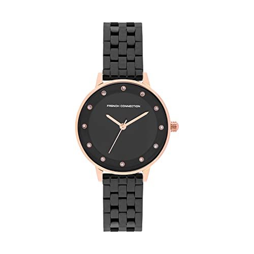 French Connection Stainless Steel Analog Black Dial Women’s Watch-Fcn00035F, Band_Silver