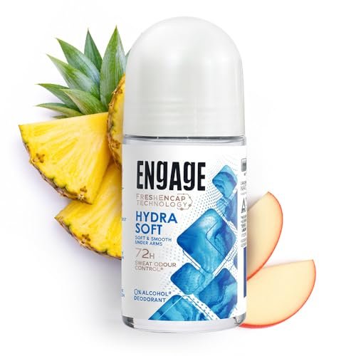 Engage Hydra Soft Underarm Roll On Deo for Women|72 Hour Sweat & Odour Protection | Skin Softening Formula|Advanced Antiperspirant Formula | FreshEncap Technology | 0% Alcohol | Non Sticky | 50ml
