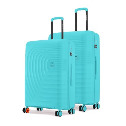 Nasher Miles Polypropylene Boston Hard-Sided Polypropylene 8 Spinner Wheel Luggage Set of 2 Teal Trolley Bag | Suitcase (65 & 75 Cm), Medium, Large