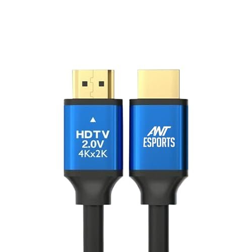 Ant Esports AEH105 4K HDMI Cable with Blue Metal Cap – 5 Meters I 2.0 HDMI I 24K Gold-Plated I High Speed 18Gbps HDTV Cable