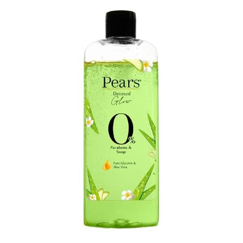 Pears 98% Pure Glycerin Detoxed Glow Body Wash with Aloe Vera and 0% Parabens & Soap for a Detoxed Glow, 250ml