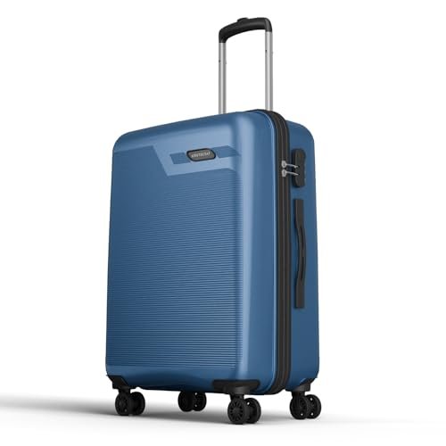 Aristocrat Axis Check-in Trolley Bag 66cm | Medium | Hard Luggage | Smooth 8-Wheel Suitcase | Combination Lock with Sturdy Zipper | Polycarbonate | 3-Year International Warranty (Dark Teal)