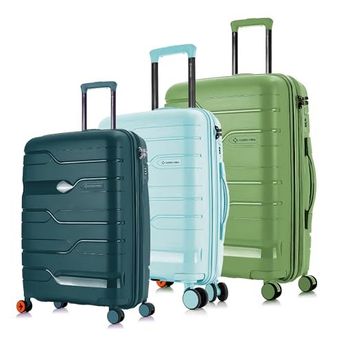Nasher Miles Paris Hard-Sided Polypropylene Luggage Set of 3 | 55cm, 65cm & 75cm | 8 Wheels Double Spinner Small, Medium & Large Trolley Bag for Travel | Suitcase (Multicolor)