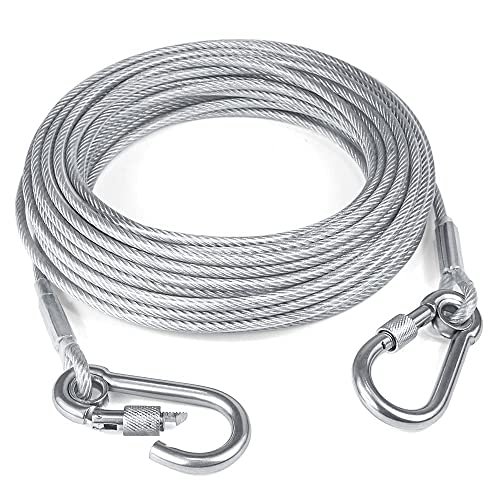 Clothes Drying Rope with Hooks 10 m Stainless Steel Clothesline Wire – Portable Laundry Drying Cable with Lock Hook Design for Balcony, Travel, Camping, Indoor & Outdoor Use