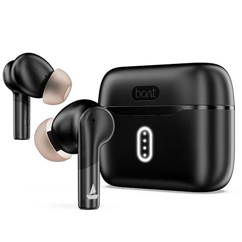 Boat Airdopes 141 Gen 2, 4 Mics ENx Tech, 48 Hrs Playback, Free Music Streaming, Fast Charge, Low Latency, IPX4, v5.4 Bluetooth Earbuds, TWS Ear Buds Wireless Earphones with mic (Active Black)