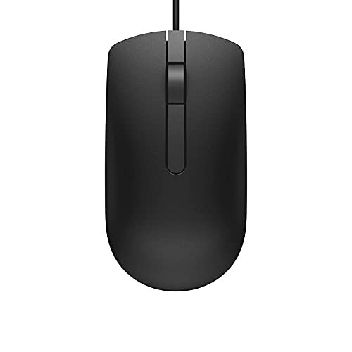 Dell MS116 Wired Mouse, 1000 DPI, Scrolling Wheel, 2 Buttons, 1 x USB, Optical LED Tracking, Plug and Play, Scrolling Wheel, Black