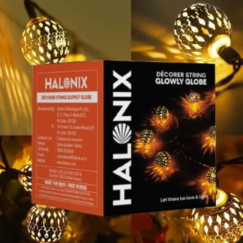 Halonix Plastic Decorer Glowly Globe 15 Bright Led String Light | Diwali Light | Christmas Light | Wedding Light | Festive Lights for Home Decoration (Warm White, 4 Meters)