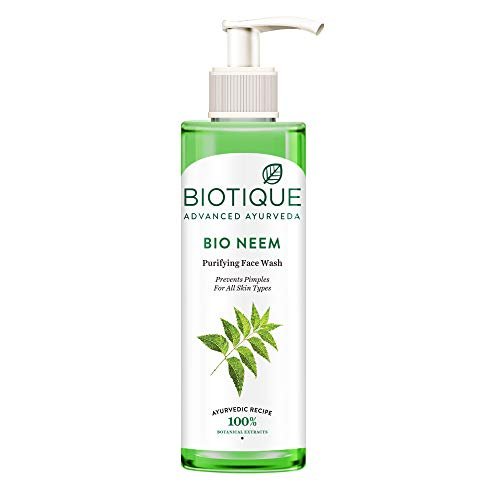 Biotique Fresh Neem Pimple Control Face Wash| Ayurvedic and Organically Pure| Prevents Pimples |100% Botanical Extracts| Suitable for All Skin Types | 200mL