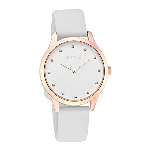 Titan Athleisure White Dial Analog Rubber Strap Watch for Women-NS95125WP01
