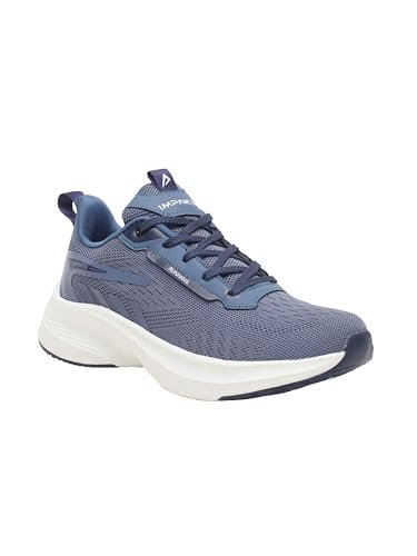 Impakto Skyloaders Running Shoes for Men | Lightweight & Breathable Mesh Sport Shoes | Soft Cushioned Insole |Anti Skid EVA Sole | Laceup Shoes for Jogging, Walking, Gym & Casual Outings Blue
