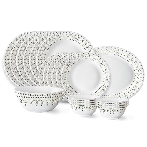 Larah by Borosil Ora Gold Fluted Series Opalware Dinner Set | 21 Pieces for Family of 6 | Microwave & Dishwasher Safe | Bone-Ash Free | Crockery Set for Dining & Gifting | Plates & Bowls | White
