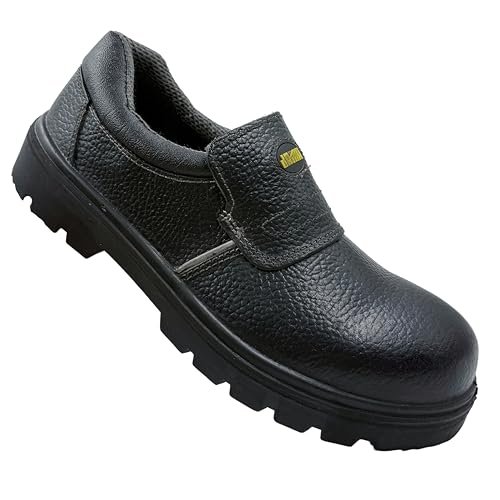 Jama Electrical Safety Shoe JS114, ESR up to 15kV | 200J Fiber Toe, Light Weight, Slip-On Leather Shoe, Self Cleaning Anti-Skid Sole | Size 06 UK/INDIA