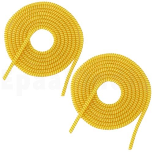 J’TTON Spiral Triple Color (2 Pcs) 1.4 Meters Each-Full Size Cable Cord Charger Protector Saver Winder for iPhone & Android Charging Cables (Yellow)