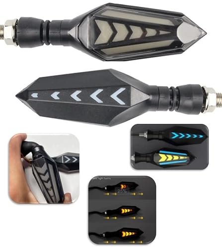 ELTRON TURBO Imported Original Waterproof Arrow Running Blinker Bright LED Indicators Universal For All Bike Models Motorcycle Turn Signal Lights (Pack of 2, Yellow With Blue)