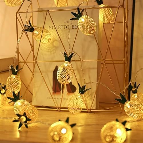 One94Store 3 Meter 10 LED Pineapple Metal String Lights – Perfect for Indoor/Outdoor Decoration for Diwali, Christmas, Birthday, Navratri, and Valentine’s Day Gifts(Warm White)