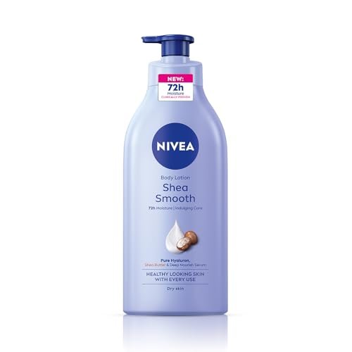 NIVEA Shea Smooth 600ml Body Lotion with Hyaluronic Acid & Deep Moisture Care | 72Hr Hydration | With Shea Butter | Non Greasy Formula for Smooth, Supple & Healthy Looking Skin | For Dry Skin