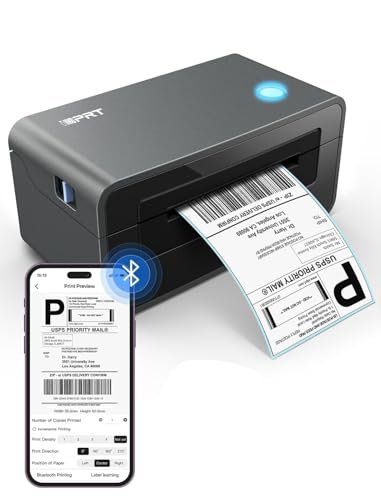 iDPRT Bluetooth Thermal Label Printer, 4×6 Inch Thermal Shipping Label Printer for Phone/USB, Support Windows/iOS/Mac/Android, Thermal Printer for Small Business and Shipping Package