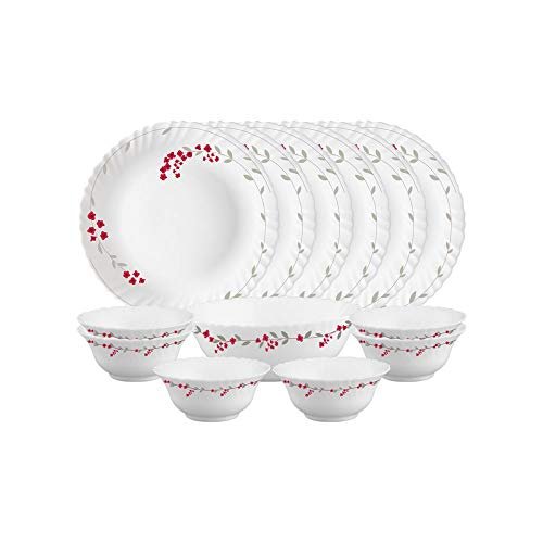 Larah by Borosil Verona Opalware Dinner Set, 13 Pieces, White